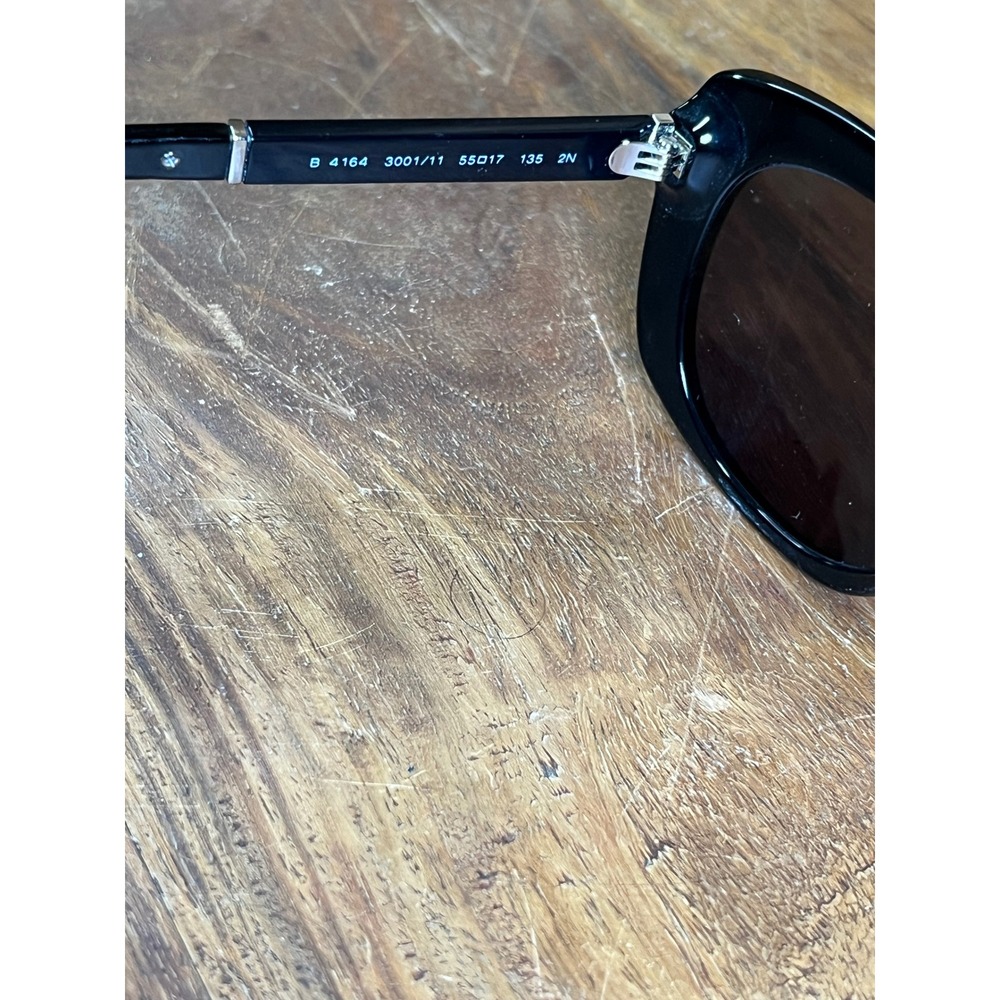 Burberry B 4164 3001/11 Black Cat Eye Sunglasses Check Temple Made in Italy 55mm - Picture 9 of 11
